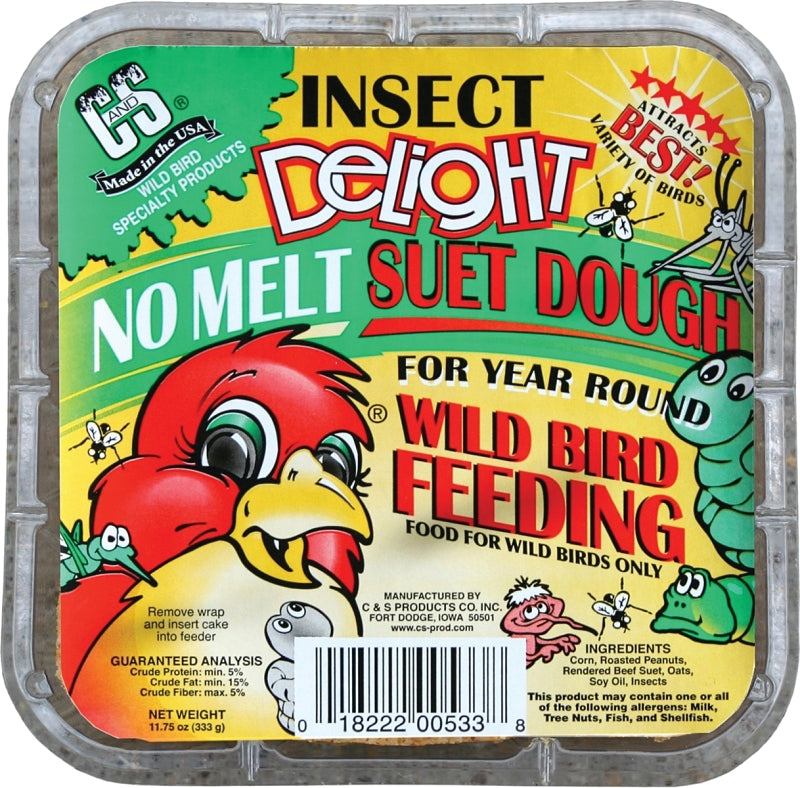 C&S No Melt Suet Dough Delights Series CS12533 Corn Bird Suet, 11.75 oz, Pack of 12
