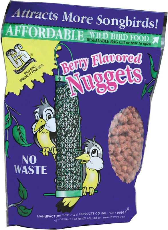 C&S Nuggets CS06101 Corn Bird Food, 27 oz, High-Energy, Berry, Bag