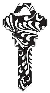 Hy-Ko 16005SC1-41 Key Blank, Black and White Swirl, For: Schlage SC1 Keyways, SC1-41 Key Number, Pack of 5