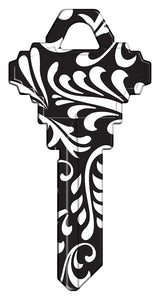 Hy-Ko 16005SC1-41 Key Blank, Black and White Swirl, For: Schlage SC1 Keyways, SC1-41 Key Number, Pack of 5
