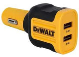 DEWALT 141 9008 DW2 USB Charger, Black/Yellow, For: Android and iOS Devices, 2.4 A Charge