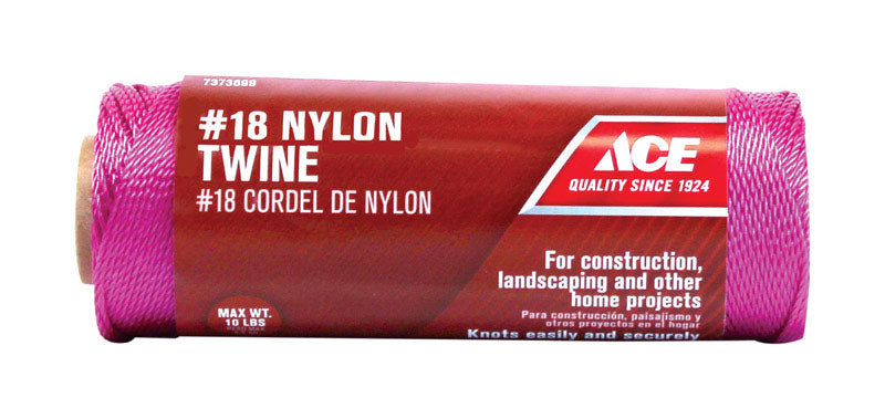 Ace 18 in. D X 525 ft. L Pink Twisted Nylon Twine