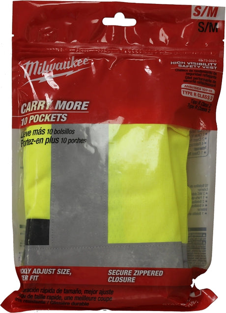 Milwaukee 48-73-5021 High-Visibility Safety Vest, S, M, Regular, Unisex, Fits to Chest Size: 38 to 42 in