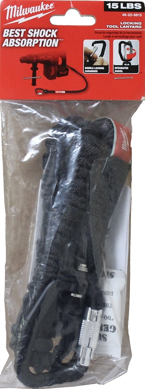 Milwaukee 48-22-8815 Locking Tool Lanyard, 36.3 in L, 15 lb Working Load, Rubber/Nylon Line, Black