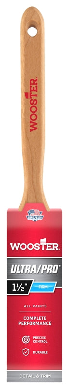 Wooster Ultra/Pro 4175-1 1/2 Paint Brush, 1-1/2 in W, Firm, Flat Brush, 2-7/16 in L Bristle, Nylon/Polyester Bristle