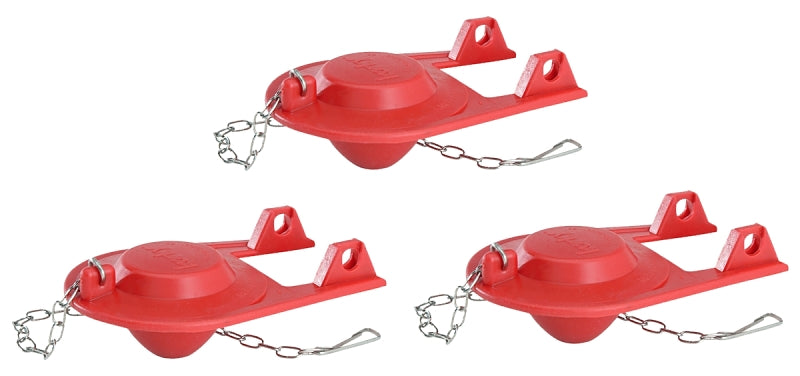 Korky 2001TP Toilet Flapper, Rubber, Red, For: 2 in Flush Valve Opening, 3/PK