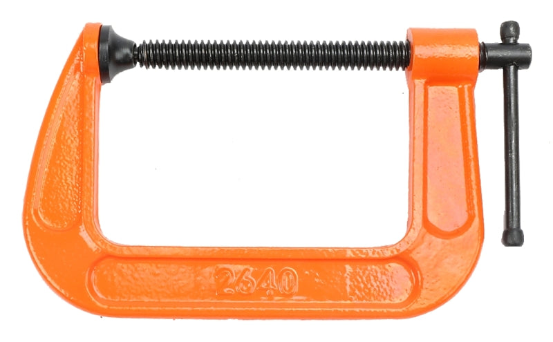 Pony 2640 Classic C-Clamp, 800 lb Clamping, 4 in Max Opening Size, 3 in D Throat, Ductile Iron Body, Orange Body