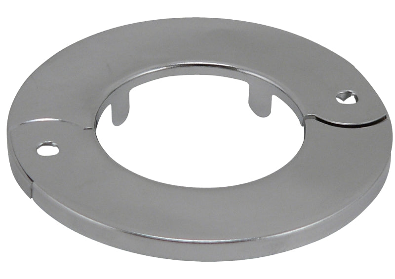 Plumb Pak PP857-17 Hinged Split Floor and Ceiling Plate, 3 in OD, For: 1-1/4 in Iron Pipes, Metal, Chrome