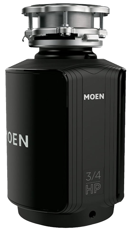 Moen Ex Host Series EX75C Garbage Disposal, 32 oz Grinding Chamber, 3/4 hp Motor, 115 V, Polymer/Stainless Steel, Black