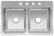 Kindred CDLA3322-7-4N Kitchen Sink, 4-Faucet Hole, 33 in OAW, 22 in OAH, Stainless Steel, Drop-In, Top Mounting
