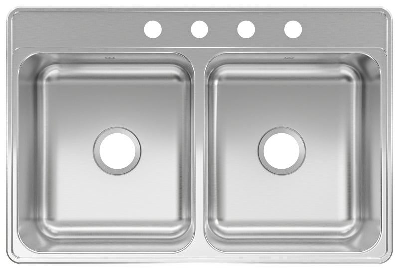 Kindred CDLA3322-7-4N Kitchen Sink, 4-Faucet Hole, 33 in OAW, 22 in OAH, Stainless Steel, Drop-In, Top Mounting