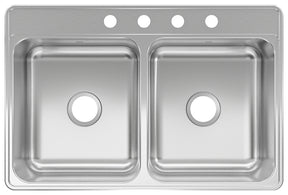 Kindred CDLA3322-7-4N Kitchen Sink, 4-Faucet Hole, 33 in OAW, 22 in OAH, Stainless Steel, Drop-In, Top Mounting