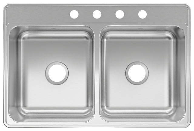 Kindred CDLA3322-7-4N Kitchen Sink, 4-Faucet Hole, 33 in OAW, 22 in OAH, Stainless Steel, Drop-In, Top Mounting