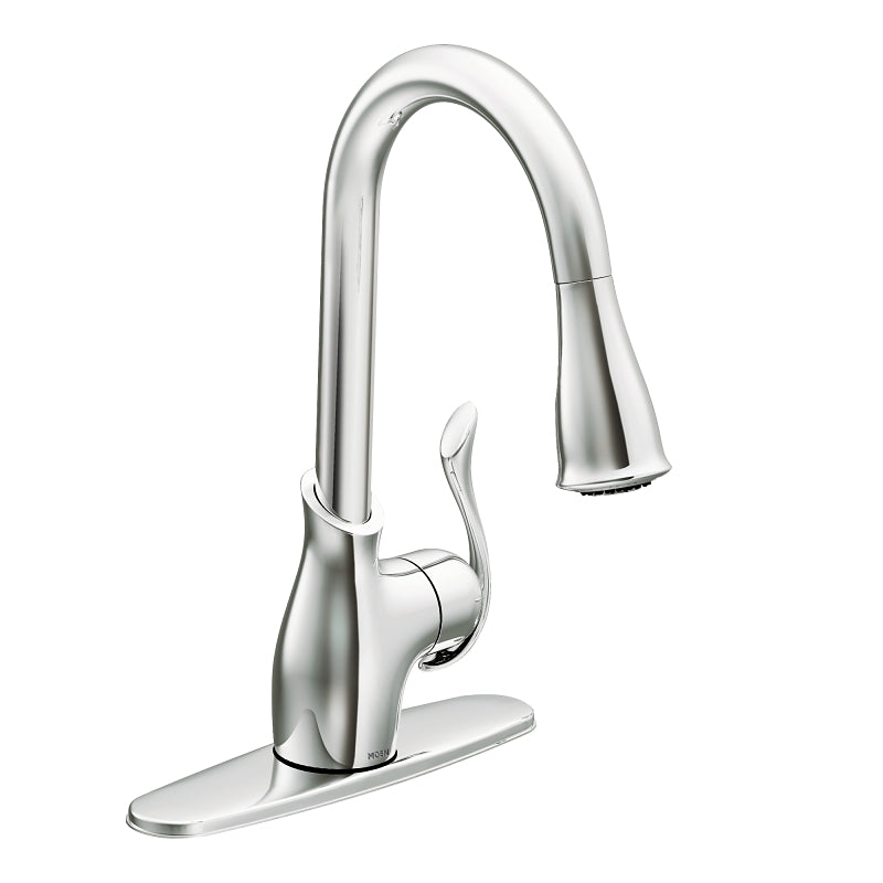 Moen Boutique Series CA87006 Kitchen Faucet, 1.5 gpm, 1-Handle, 4-Faucet Hole, Metal, Chrome Plated