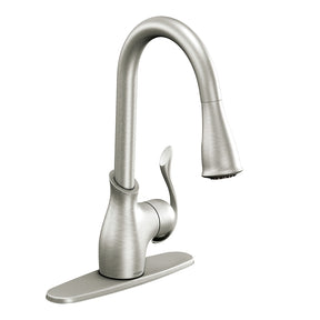 Moen Boutique Series CA87006SRS Pull-Down Kitchen Faucet, 1.5 gpm, 1-Handle, 1, 3-Faucet Hole, Metal