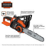 Black+Decker MAX 10 in. 20 V Battery Chainsaw Kit (Battery & Charger)