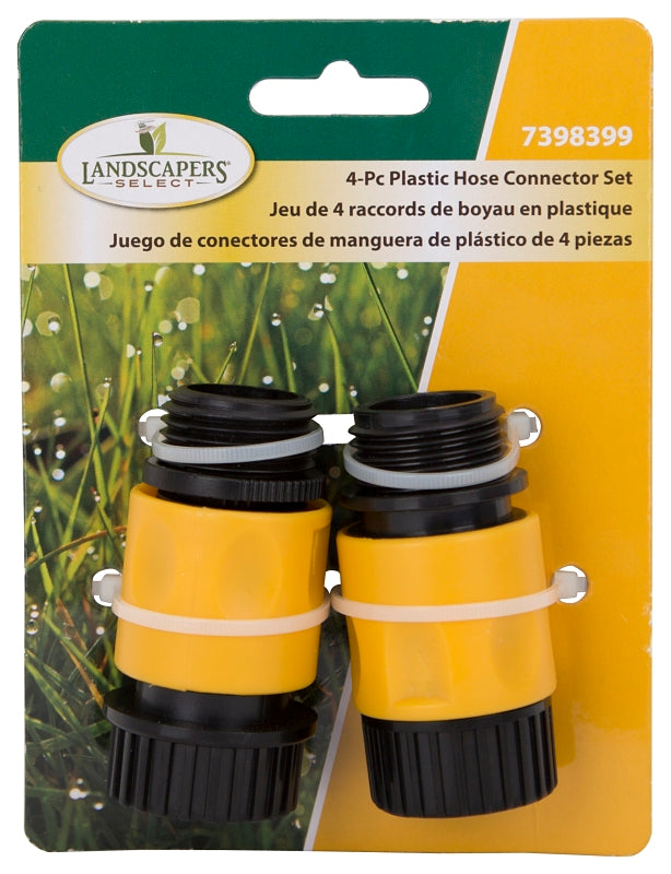 Landscapers Select GC520+GC540+GC522 Hose Connector Set, Male x Female Threaded, Plastic, Yellow and Black