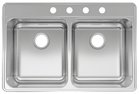Kindred CDLA3322-8-4CBN Kitchen Sink, 33 in OAW, 8 in OAD, 22 in OAH, Stainless Steel, Topmount/Drop-In Mounting