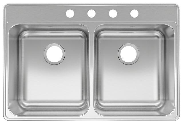 Kindred CDLA3322-8-4CBN Kitchen Sink, 33 in OAW, 8 in OAD, 22 in OAH, Stainless Steel, Topmount/Drop-In Mounting
