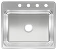 Kindred CSLA2522-7-4N Kitchen Sink, 25 in OAW, 7 in OAD, 22 in OAH, Stainless Steel, Topmount/Drop-In Mounting, 1-Bowl