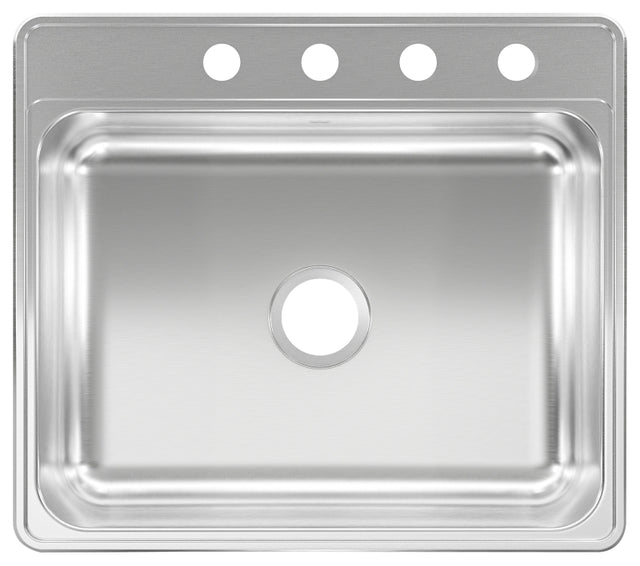 Kindred CSLA2522-7-4N Kitchen Sink, 25 in OAW, 7 in OAD, 22 in OAH, Stainless Steel, Topmount/Drop-In Mounting, 1-Bowl