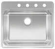 Kindred CSLA2522-8-4-CBN Kitchen Sink, 25 in OAW, 8 in OAD, 22 in OAH, Stainless Steel, Topmount/Drop-In Mounting