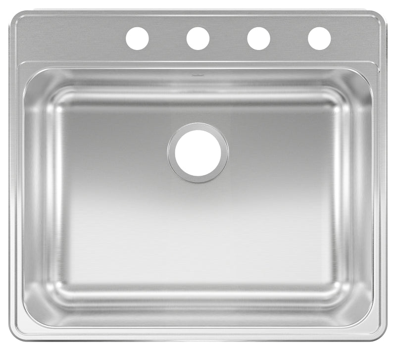 Kindred CSLA2522-8-4-CBN Kitchen Sink, 25 in OAW, 8 in OAD, 22 in OAH, Stainless Steel, Topmount/Drop-In Mounting