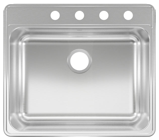 Kindred CSLA2522-8-4-CBN Kitchen Sink, 25 in OAW, 8 in OAD, 22 in OAH, Stainless Steel, Topmount/Drop-In Mounting