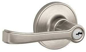 Schlage J Series J54 TOR 619 Entry Lever, Mechanical Lock, 7/8 in Housing Dia, Satin Nickel, Metal, Residential, 3 Grade