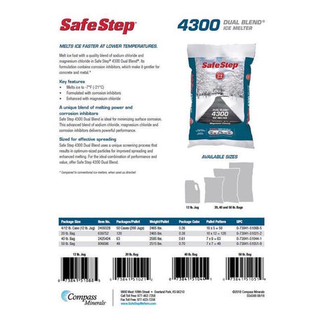 Safe Step Dual Blend 4300 Magnesium Chloride/Sodium Chloride Granule Ice Melt 12 lb, Pack of 4