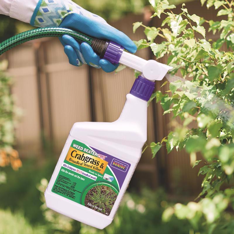 Bonide Weed Beater 066 Crabgrass and Broadleaf Weed Killer, Liquid, Black/Brown, 1 qt Bottle