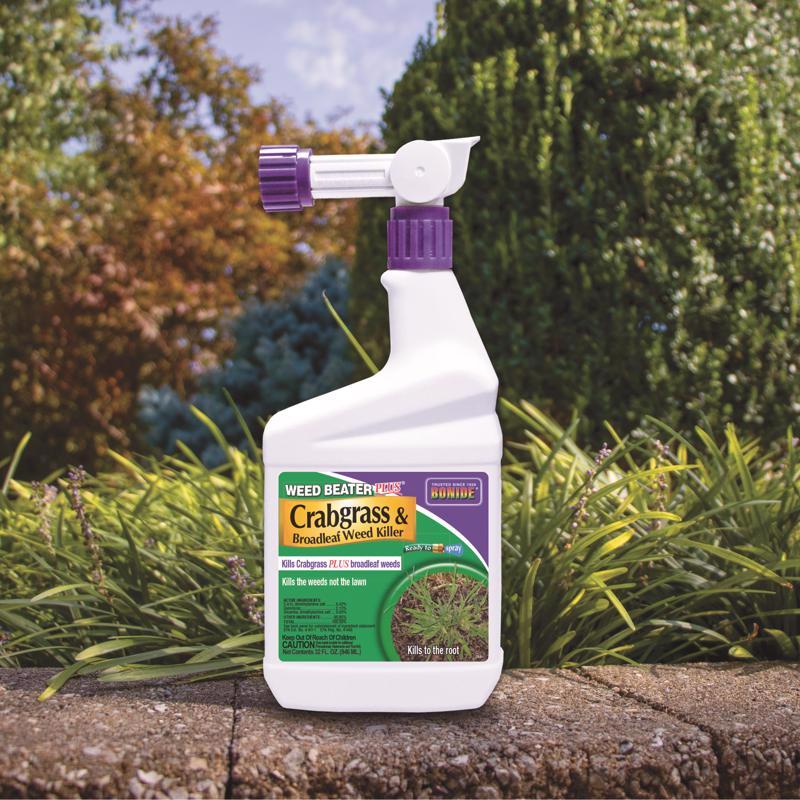 Bonide Weed Beater 066 Crabgrass and Broadleaf Weed Killer, Liquid, Black/Brown, 1 qt Bottle