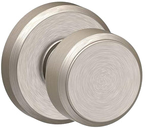 Schlage F Series F10VBWE619 Passage Knob, Bowery, Round, 2-3/4 in Dimensions, Metal, Satin Nickel, Reversible Hand