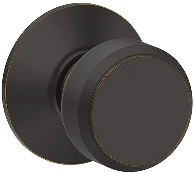 Schlage F Series F10 V BWE 716 Passage Knob, Metal, Aged Bronze, 2-3/8, 2-3/4 in Backset, 1-3/8 to 1-3/4 in Thick Door