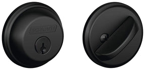 Schlage B Series B60NV622 Deadbolt, 1 Grade, SC1 Key, Metal, Matte Black, 2-3/8, 2-3/4 in Backset, C Keyway