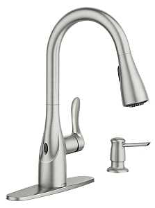 Moen Arlo Series 87087EWSRS Pull-Down Kitchen Faucet, 1.5 gpm, 1-Handle, Metal, Stainless Steel, Deck Mounting