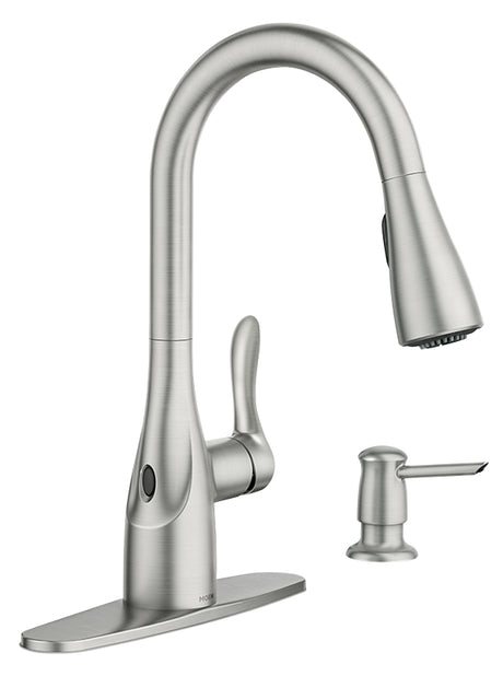 Moen Arlo Series 87087EWSRS Pull-Down Kitchen Faucet, 1.5 gpm, 1-Handle, Metal, Stainless Steel, Deck Mounting