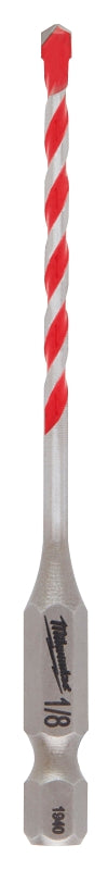 Milwaukee SHOCKWAVE 48-20-9000 Drill Bit, 1/8 in Dia, 3-1/2 in OAL, Wide Flute, 1/4 in Dia Shank, Hex Shank