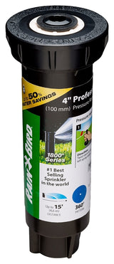 Rain Bird 1804FDSP25 Pressure Regulated Pop-Up Sprinkler, Full-Circle, 3.7 gpm, 1/2 in Connection, FNPT, 4 in H Pop-Up