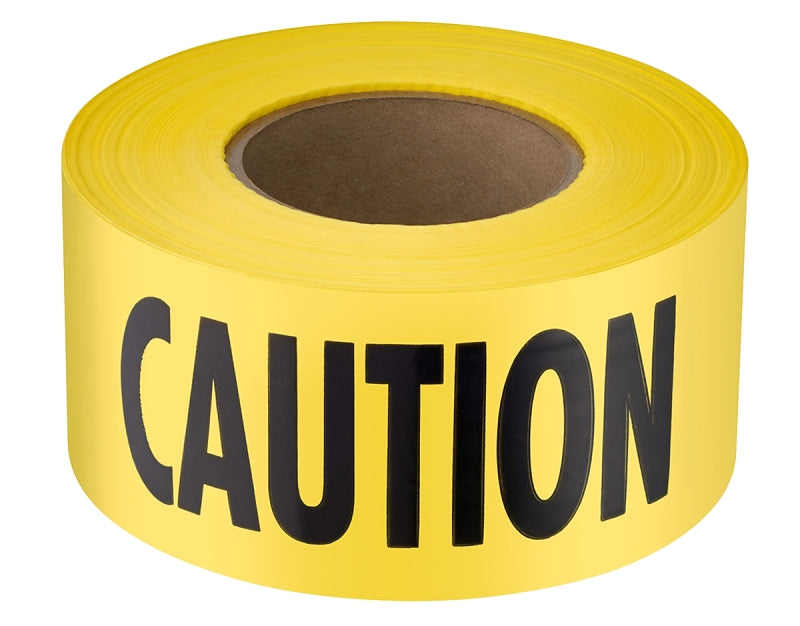 Empire 71-1001 Barricade Tape, 1000 ft L, 3 in W, Yellow, Plastic Backing