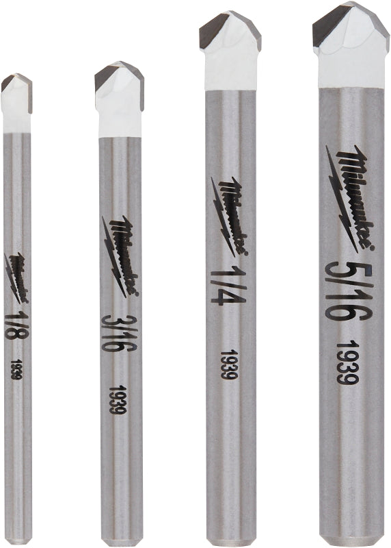 Milwaukee 48-20-8998 Series Drill Bit Set, Specifications: Round Shank, 4-Piece, Carbide