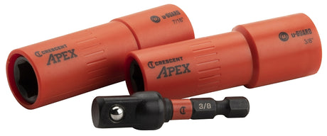 Crescent CAUGK2-32 u-GUARD Series Socket Set, Steel, Includes: (1) 3/8 in Drive Vortex Socket AdapterBlack Oxide