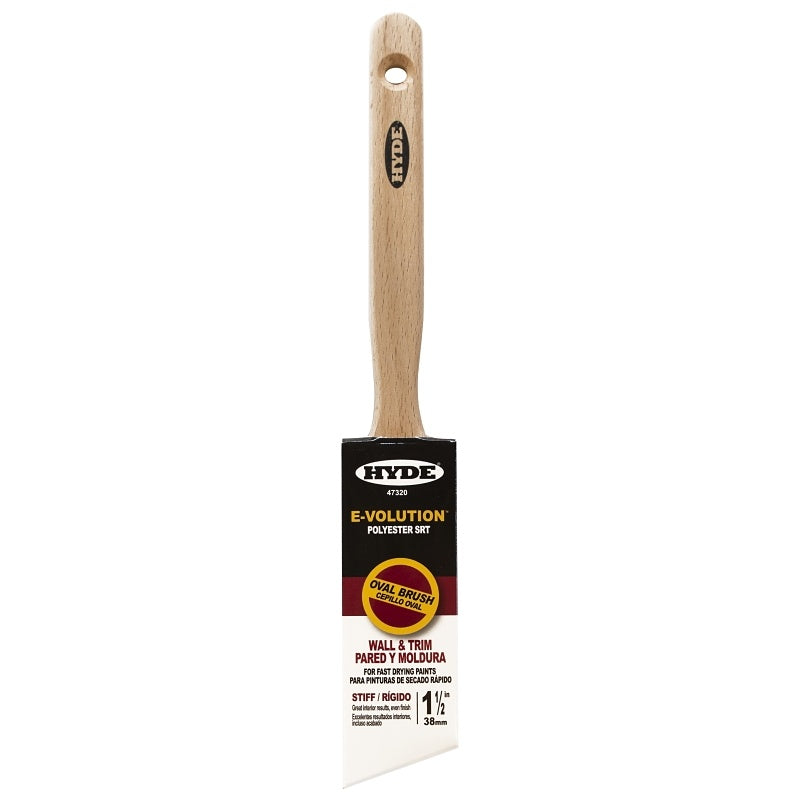 Hyde 47320 Paint Brush, Oval, Stiff Brush, 1-1/2 in L Bristle, Polyester Bristle, 6/PK