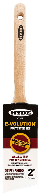 Hyde 47321 Paint Brush, Oval, Stiff Brush, 2 in L Bristle, Polyester Bristle, 6/PK