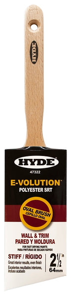 Hyde 47322 Paint Brush, Oval, Stiff Brush, 2-1/2 in L Bristle, Polyester Bristle, 6/PK