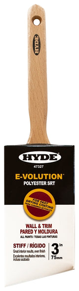 Hyde 47327 Paint Brush, Standard, Stiff Brush, 3 in L Bristle, Polyester Bristle, 6/PK