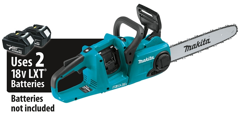 Makita XCU03Z Cordless Chainsaw, Tool Only, 5 Ah, 36 V, Lithium-Ion, 14 in L Bar, 3/8 in Pitch, Soft-Grip Handle