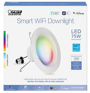 Feit Electric LEDR6/RGBW/AG/RP Smart Wi-Fi Enabled 6 Downlight, 75W Replacement, 1000 Lumens, Tunable White Color Temp and RGBW Color Changing, Pack of 4