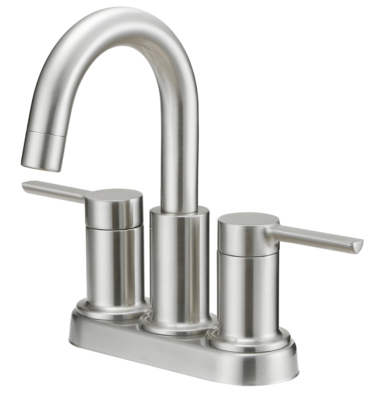 Boston Harbor TOBI22010009NP Lavatory Faucet, 1.2 gpm, 2-Handle, 3-Faucet Hole, Metal/Plastic, Brushed Nickel