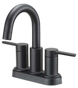 Boston Harbor TOBI22010010BL Lavatory Faucet, 1.2 gpm, 2-Handle, 3-Faucet Hole, Metal/Plastic, Matte Black